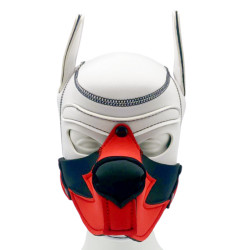 Kinky Puppy Cagoule Puppy Fox Néoprène Blanc-Rouge